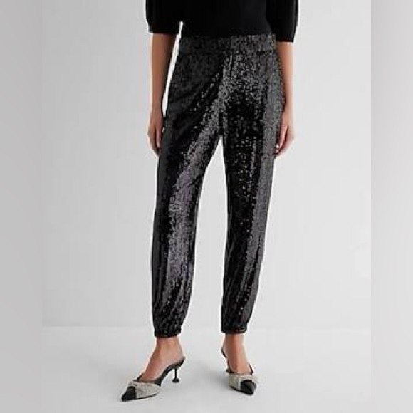 Sequin Black Jogger Pants - Picture 6 of 8